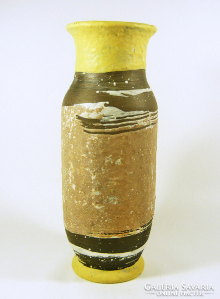 Gorka livia, retro 1960 brown and orange 29.5 Cm artistic ceramic vase, flawless! (G160)