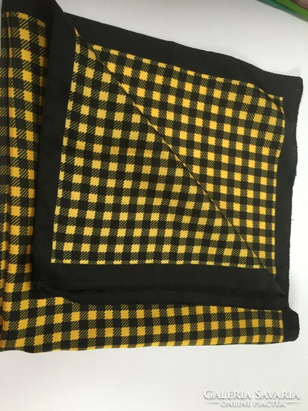Beautiful, yellow-black silk scarf with small patterns, also a great choice for office wear