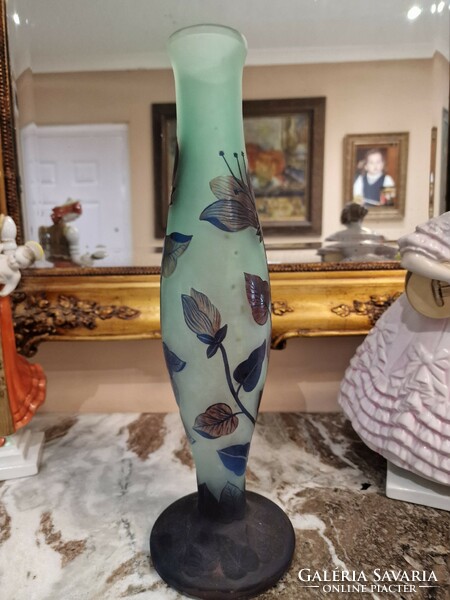 Gallé Tip - Váza kék Virágos