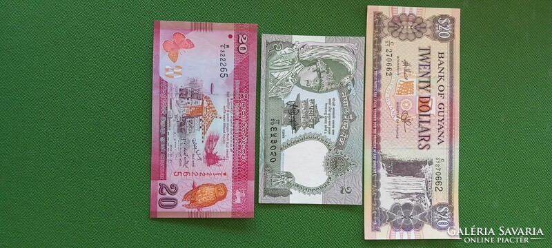 Mixed banknotes unfolded