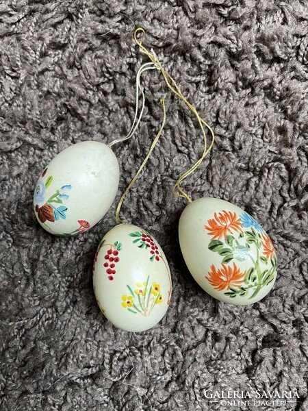 Small bird hand-painted male eggs, Easter decoration, 3 pcs together