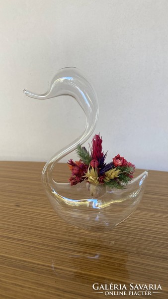 Blown glass swan ornament
