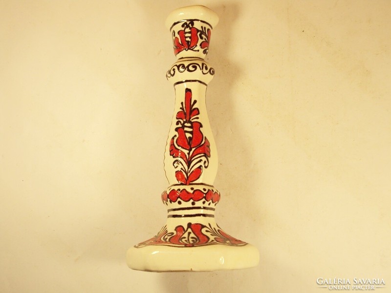 Glazed old - Corundian ceramic Transylvania - painted glazed candle holder