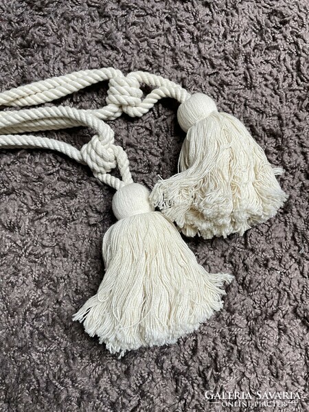 Large natural color cotton curtain ports, tassels in pairs
