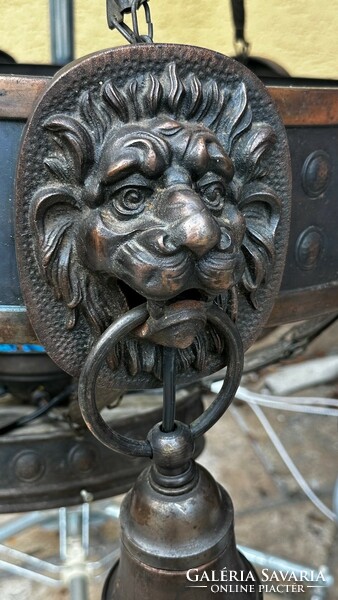 Lion head, art deco - 6 branch, rewired chandelier