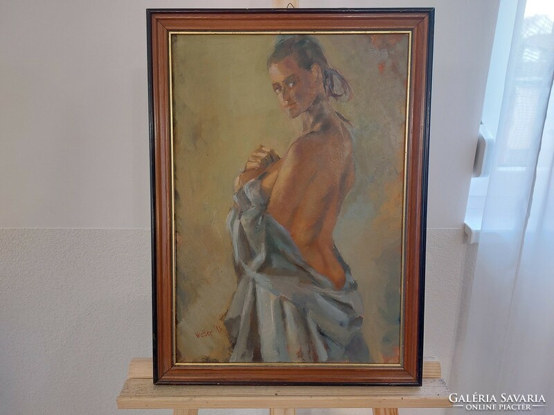 (K) gábor walter ? Marked nude - semi nude painting with frame 41x57 cm