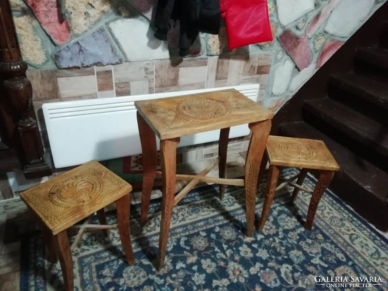 Very nice old wooden handmade table with chairs