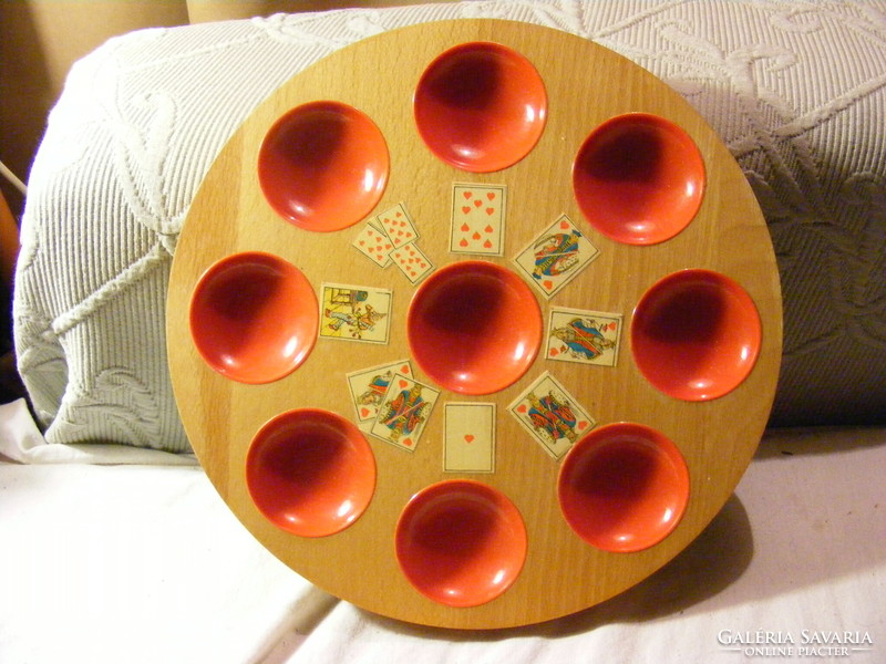 Retro wooden tray with plastic recessed cup holder