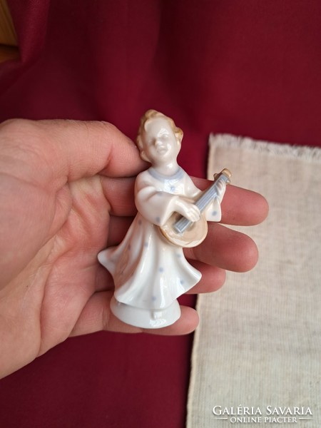 Német Germany  zenész angyal  nipp figura porcelán vitrindísz vitrin hagyaték régiség nosztalgia