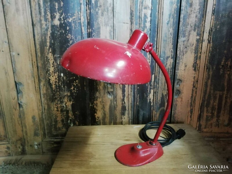 Kaiser style deer lamp, 1960s, stiff neck repainted (old) patina desk