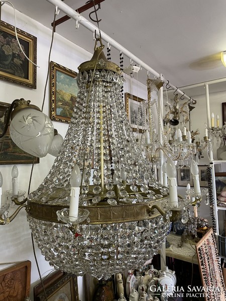 Antique crystal chandelier with 8 arms, huge size