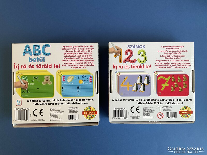 2 ABC and 123 children's development cards with felt and sponge