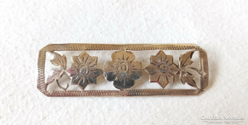 Antique silver floral brooch, brooch