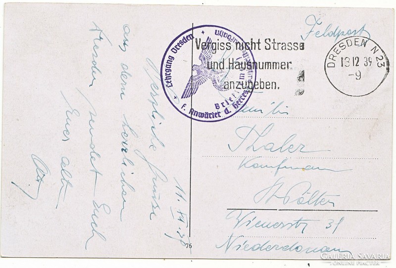 Postcard Germany 3rd Reich, field post 1939