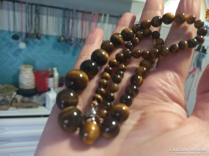 Wonderful tiger eye necklace, string of pearls from original top pearls