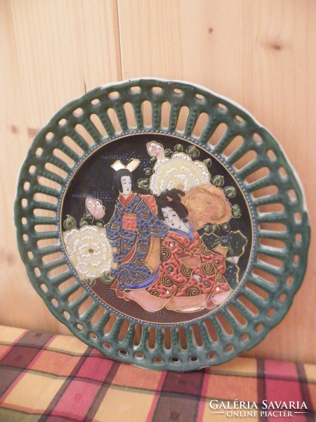 Old Chinese marked, openwork, sceneful porcelain decorative plate specialty hand painted, gilded