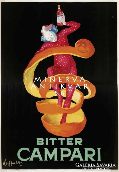 Vintage Campari bitter reklám plakát reprint nyomat Cappiello piros pöttyös ruhás bohóc narancshéj
