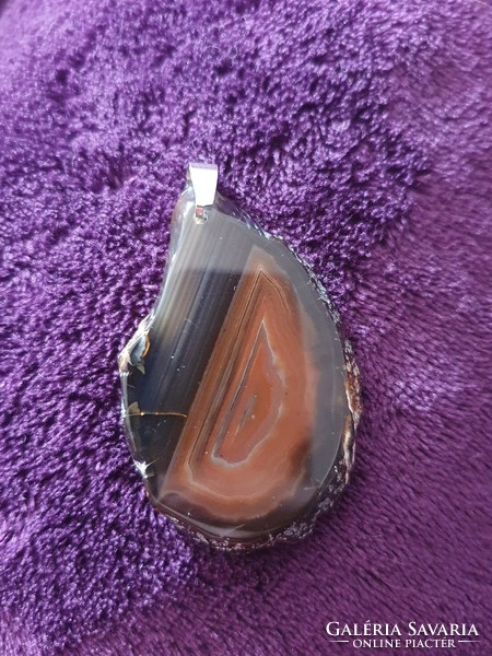 Agate druse treated pendant