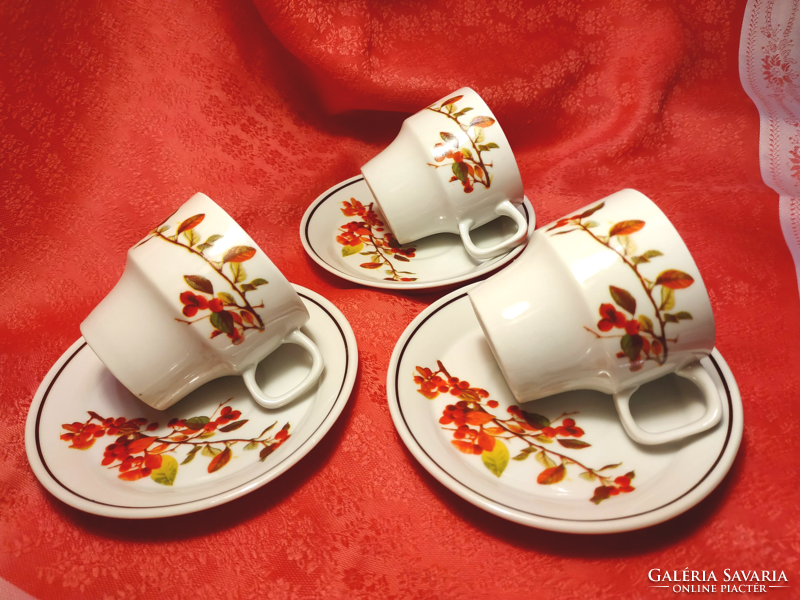 Raven house porcelain coffee cup with saucer, 3 pairs