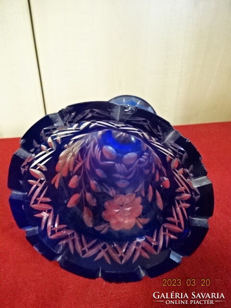 Blue glass crystal vase, height 20.5 cm. Jokai.