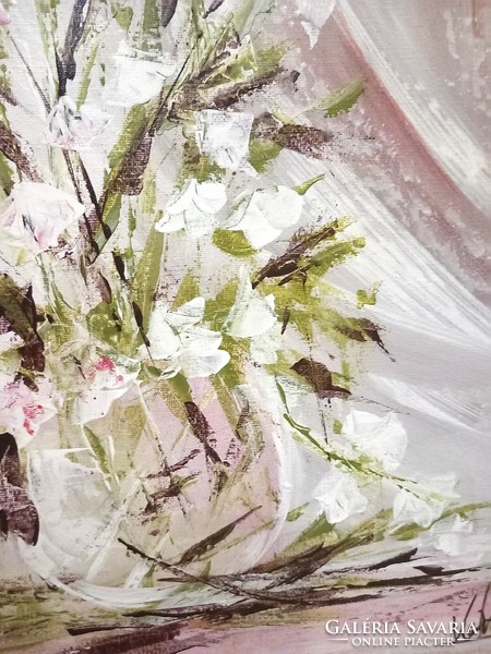 "Tavaszi szellő,virággal".Festmény vászonra 30 x40cm