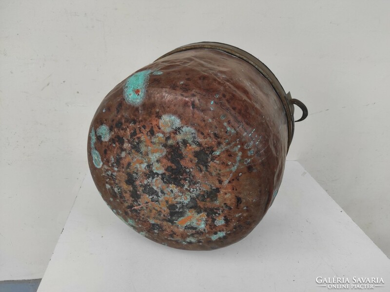 Antique kitchen copper cauldron heavy vessel red copper decorative kettle with iron handle 760 6908