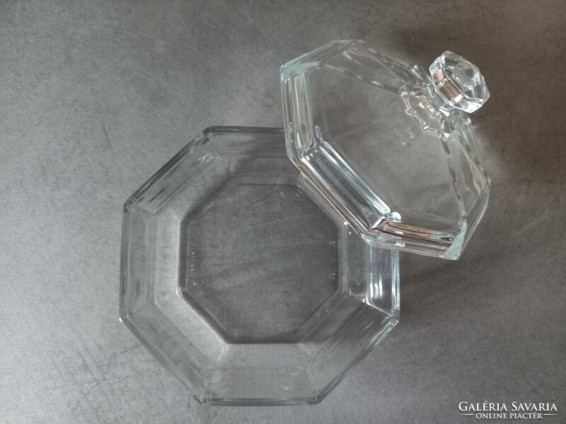 Francia Arcoroc nyolcszögletű fedeles üveg tároló