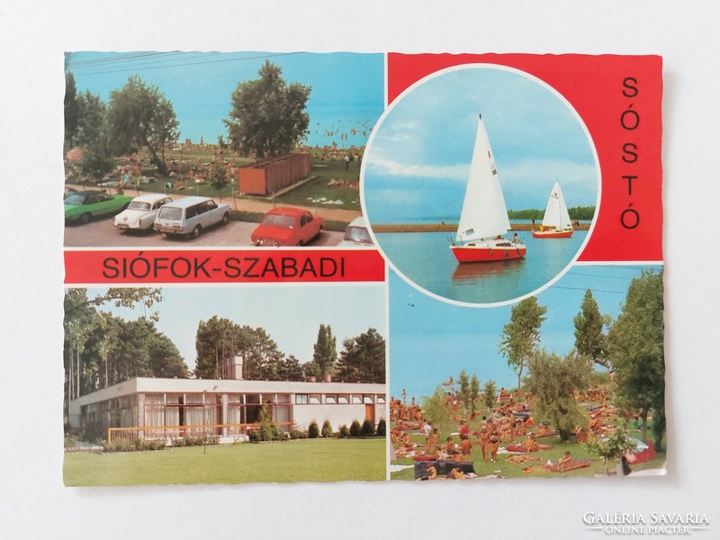 Retro postcard photo postcard Balaton Siófok free salt lake