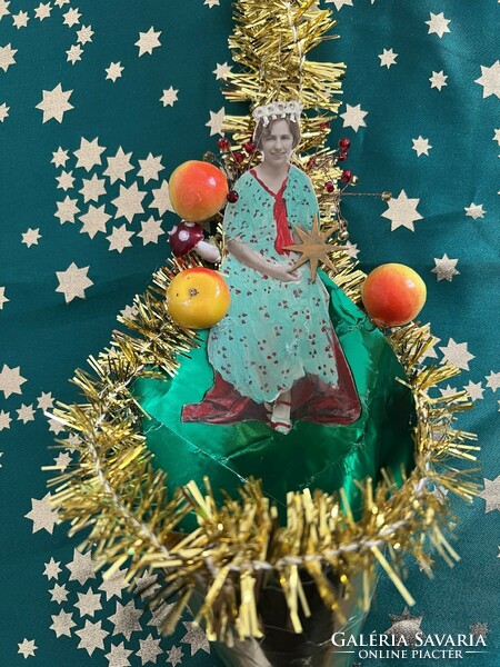 Nostalgic Christmas tree decoration sugar holder made from old elements
