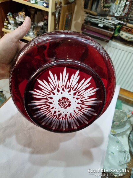 Burgundy crystal bowl