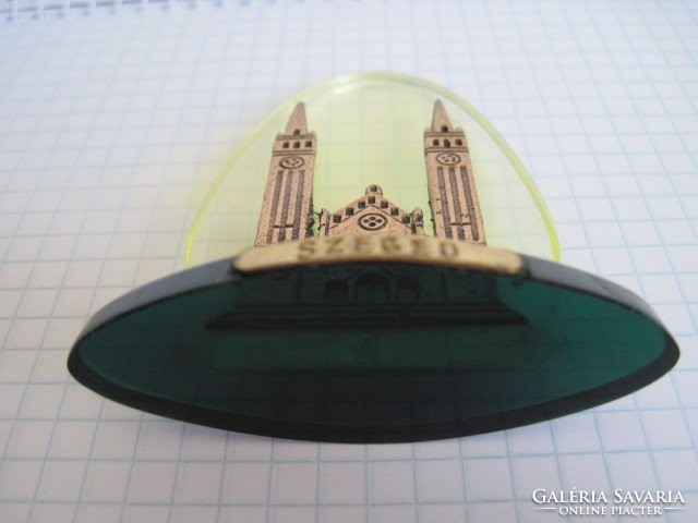 Retro Szeged souvenir plexiglass plastic copper Szeged cathedral extra rare 2.