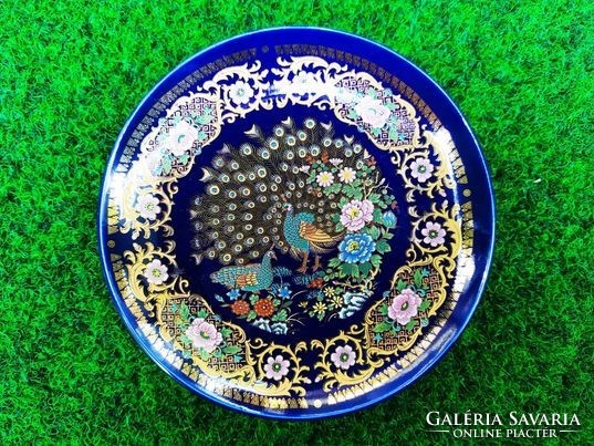 Blue porcelain peacock, floral collection, coaster, ashtray