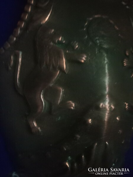 Nagyméretű bronz bársony címer