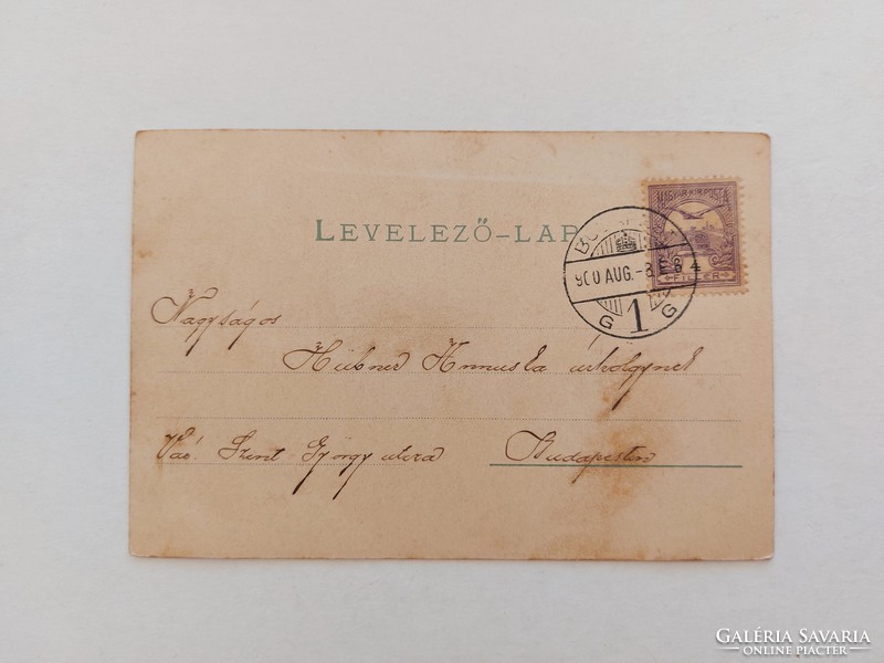 Régi képeslap 1900 levelezőlap nyílvessző árvácska