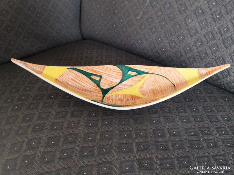 Art deco Kerámia, csónak formájú tál, jelzett
