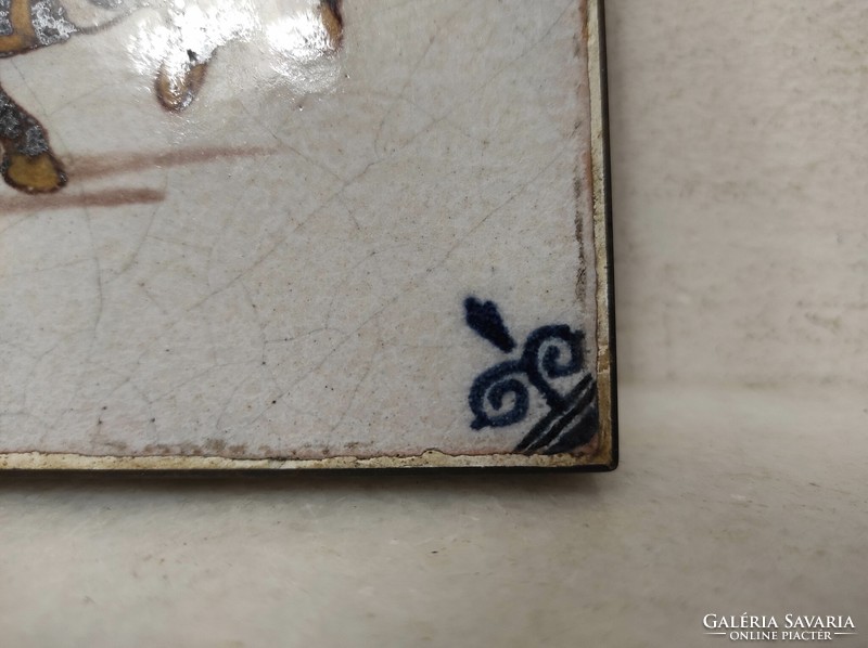 Antik delfti porcelán csempe konyhai edény alátét lovas Delft 351 6923