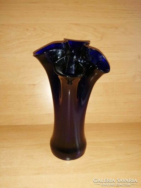 Muranoi fodros szélű üveg váza 22 cm (1/d)