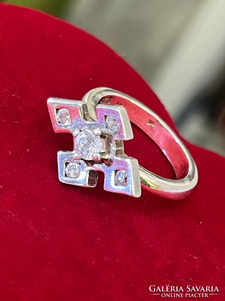 Special, unique, solid silver ring with zirconia stones
