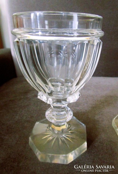 Biedermeier goblet with base faceted thick wall heavy clear translucent handwork