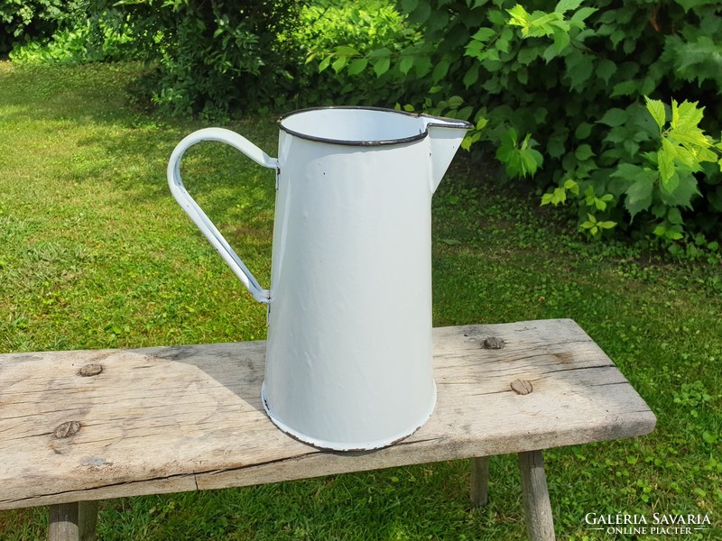 Vintage old enamel blue white large 4 l iron wash jug water jug enameled water jug