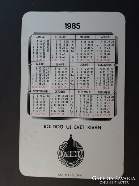 Old card calendar 1985 - you won! Northern Buda afés! With inscription - retro calendar
