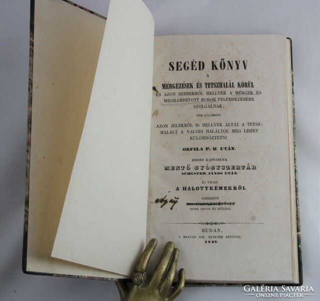 1846 - Mérgezések Tetszhalál Borhamisítás Ritka orvosi gyógyszerészeti könyv szép félbőr kötésben !!