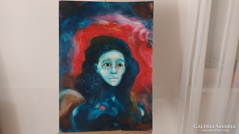 (K) great abstract surrealist portrait painting 50x70 cm