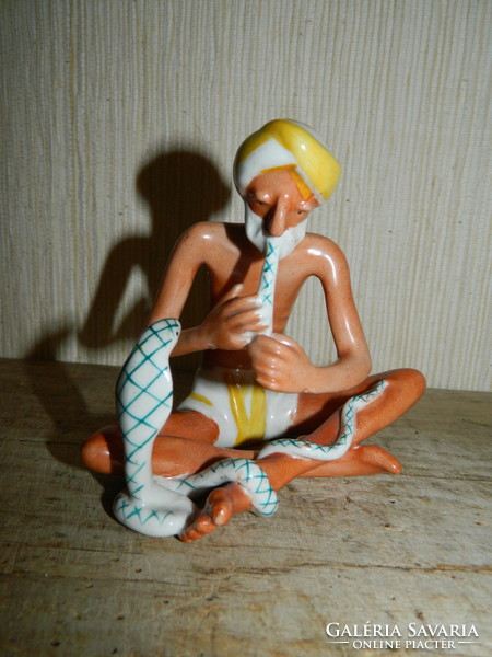 Rare Köbány porcelain factory snake charmer