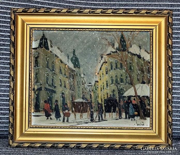 Czakó rezső 2 streetscape paintings