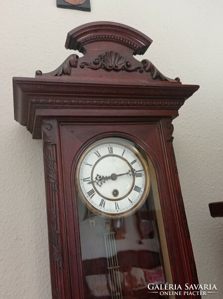 Pewter wall pendulum clock