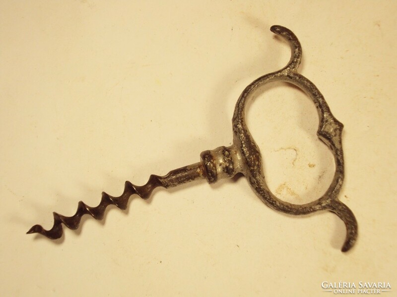 Antique old iron corkscrew wine opener winery wine accessory - approx. 1900-1940s
