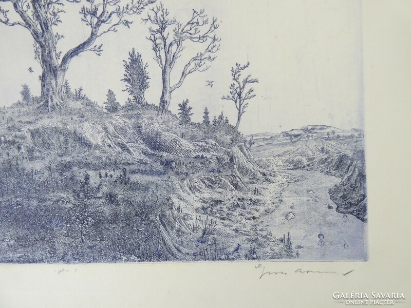 Gross arnold: garden of birds i. - Monochrome etching/paper, 29 cm x 40 cm, signed: Gross arnold original!!!