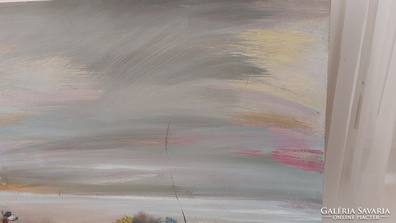 (K) Szignózott tájkép festmény Balaton 80x60 cm