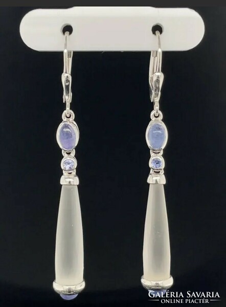 Special tanzanite, rock crystal gemstone sterling silver earrings 925/ - new handmade jewelry